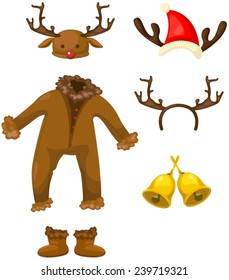 illustration of isolated set of Christmas deer costume