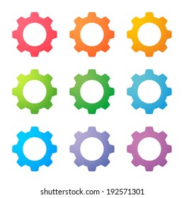 Illustration of an isolated set of colored gears