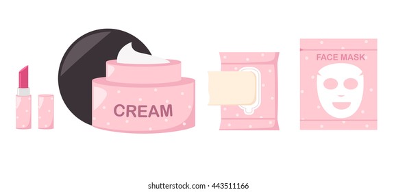 Illustration of isolated set cosmetics vector