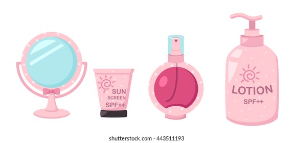 Illustration of isolated set cosmetics vector