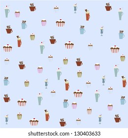 illustration of isolated set of cupcake on white background