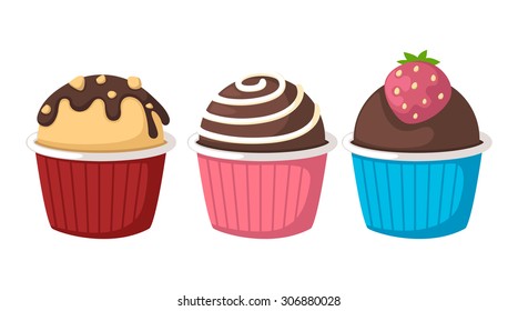 illustration of isolated set cupcake on white background vector