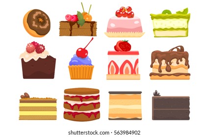 illustration of isolated set cupcake vector