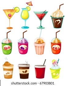 illustration of isolated set of drink on white background