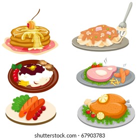 illustration of isolated set of food on white background