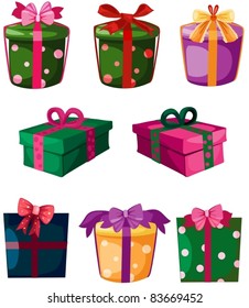 illustration of isolated set of gift box on white background