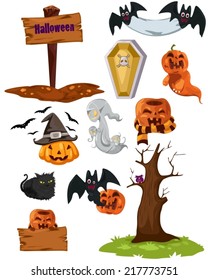 illustration of isolated  set of halloween on white 
