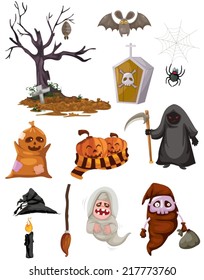 illustration of isolated  set of halloween on white 