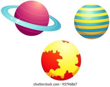illustration isolated set planets