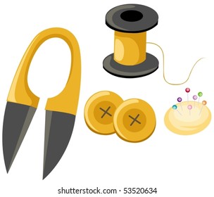 illustration of isolated set of sewing on white background
