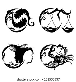 illustration of isolated set of sign zodiac