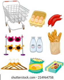 illustration of isolated set of supermarket stuffs 