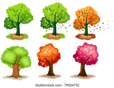 illustration of isolated set of tree on white background
