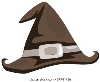 illustration of isolated set of witch hat on white background