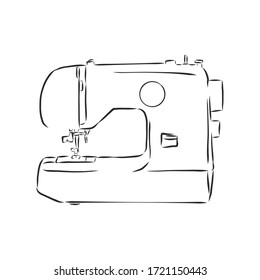 illustration of isolated sewing machine on white background. sewing machine vector sketch illustration