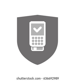 Illustration of an isolated  shield with  a dataphone icon