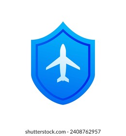 Ilustración de un icono de escudo aislado con un plano