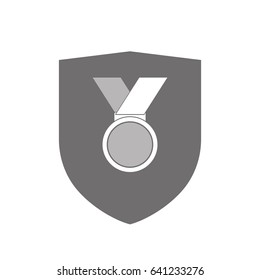 Illustration of an isolated  shield with  a medal