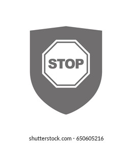 Illustration of an isolated  shield with  a stop signal