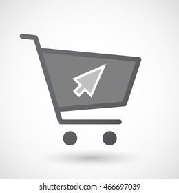 Illustration of an isolated shopping cart icon with a cursor