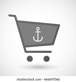 Illustration of an isolated shopping cart icon with an anchor