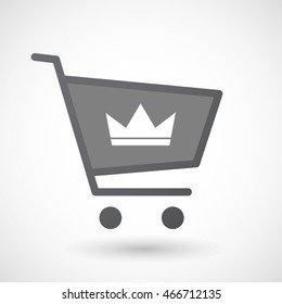 Illustration of an isolated shopping cart icon with a crown