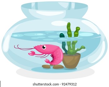 illustration of isolated shrimp in bowl on white background