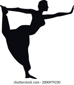 illustration of isolated silhouette of a girl practising yoga