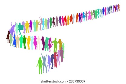 Illustration Isolated.  Silhouettes people.