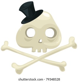 illustration of isolated skull and crossbones on white