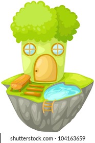 illustration of isolated sky high lettuce house on white