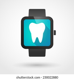Illustration of an isolated smart watch icon with a tooth