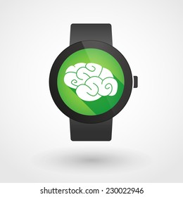 Illustration of an isolated smart watch icon with a brain