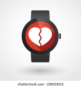 Illustration of an isolated smart watch icon with a heart