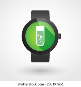 Illustration of an isolated smart watch icon with a chemical test tube