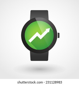 Illustration of a isolated smart watch icon with a graph