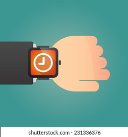 Illustration of a isolated smart watch icon with a clock