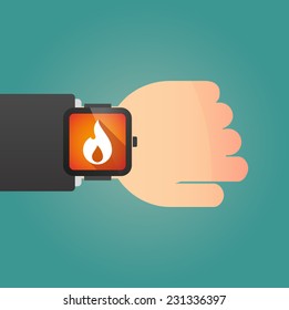 Illustration of a isolated smart watch icon with a flame