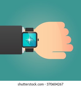 Illustration of a isolated smart watch icon with a sparkle