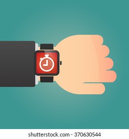 Illustration of a isolated smart watch icon with a timer