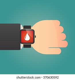 Illustration of a isolated smart watch icon with a fuel drop