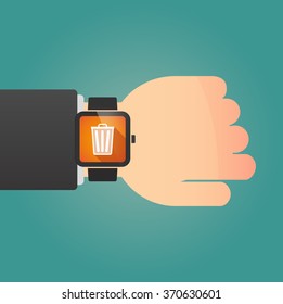 Illustration of a isolated smart watch icon with a trash can