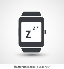 Illustration of an isolated smart watch icon with a snooze symbol, zzz