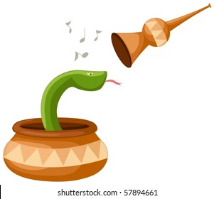 illustration of isolated snake charmer on white background