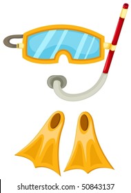 illustration of isolated snorkeling equipment and flippers