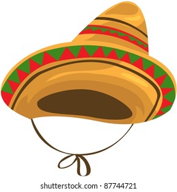 illustration of isolated a sombrero straw hat on white