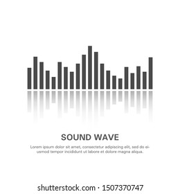 Illustration of an isolated sound wave on a white background 3. Flat vector graphics.