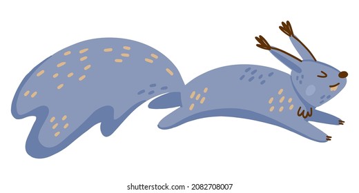 Illustration of an isolated squirrel on a white background. Simple cute style. Kind personage.
