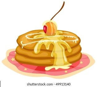 illustration of isolated stack of pancakes with syrup