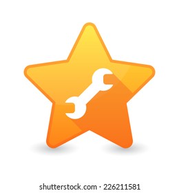 Illustration of an isolated star icon with a monkey wrench